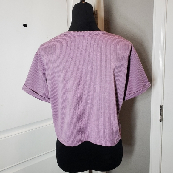 Francesca's Blue Rain Becca Boxy Soft Rib Knit Tee Women's Size Small NWOT - Picture 3 of 16